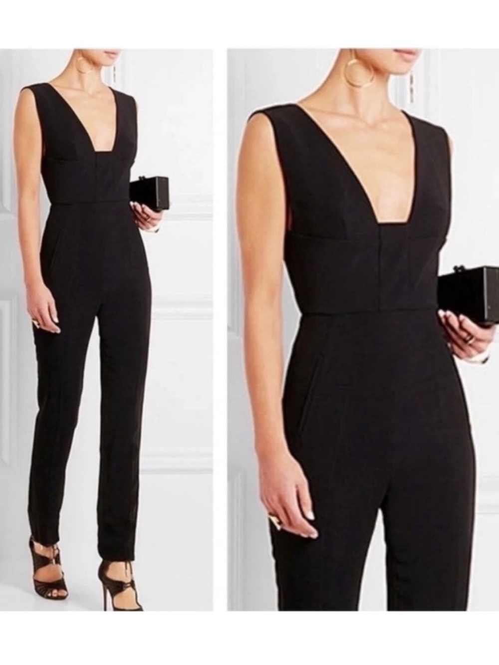 Suistudio Mira Plunge Neck Jumpsuit Black